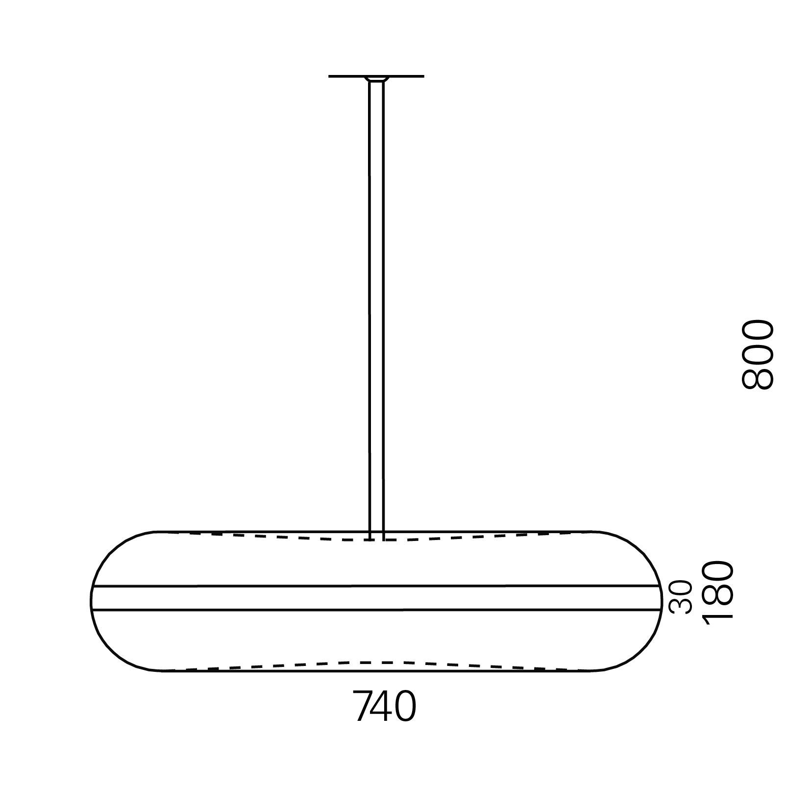 Massskize der Leuchte RICO LED PENDELROHR 740 800