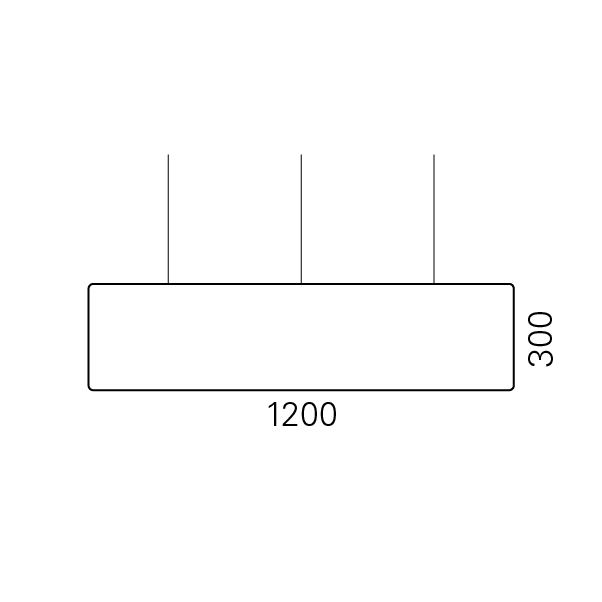Massskize der Leuchte MONA LED PENDEL 1200x300