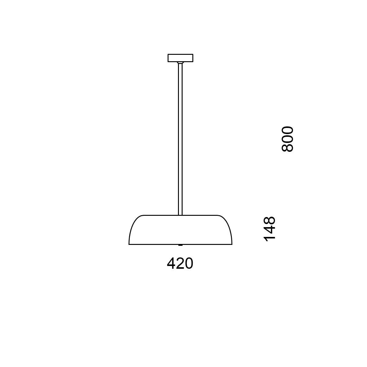 Massskize der Leuchte ALDO LED PENDELROHR 420 800