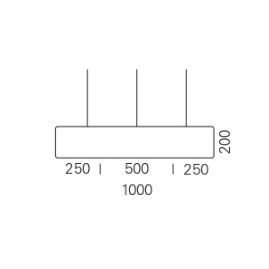 Massskize der Leuchte NORA LED PENDEL 1000x200