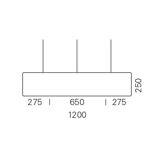 Massskize der Leuchte NORA LED PENDEL 1200x250
