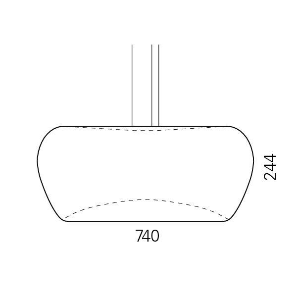 Massskize der Leuchte BENO LED PENDEL 740