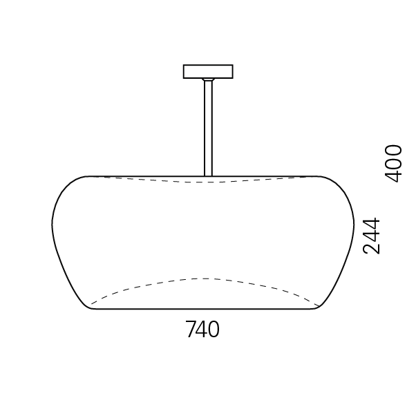 Massskize der Leuchte BENO LED PENDELROHR 740  400