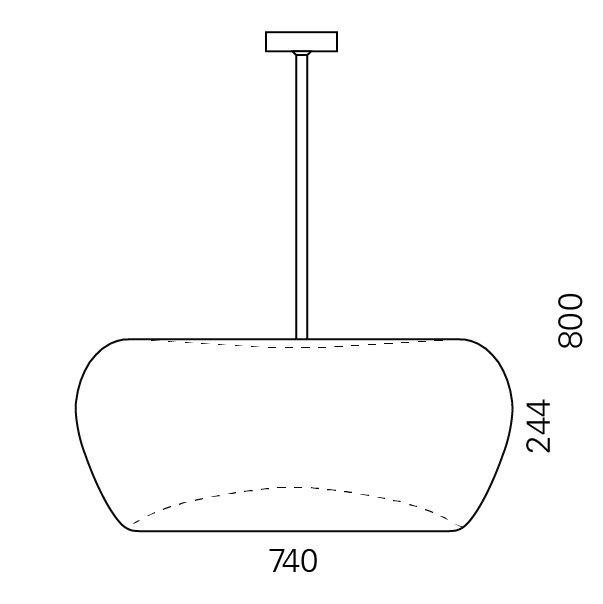 Massskize der Leuchte BENO LED PENDELROHR 740 800