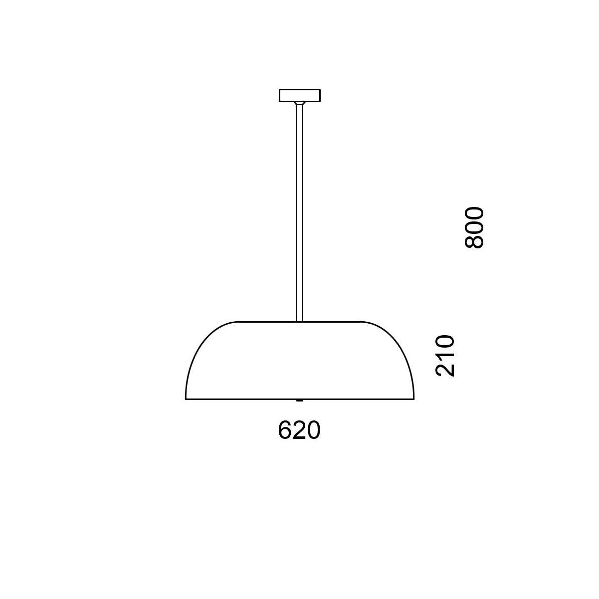 Massskize der Leuchte ALDO LED PENDELROHR 620 800