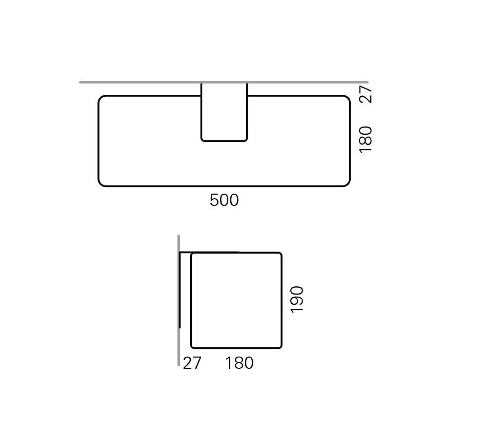 Massskize der Leuchte EMIL LED WAND 500