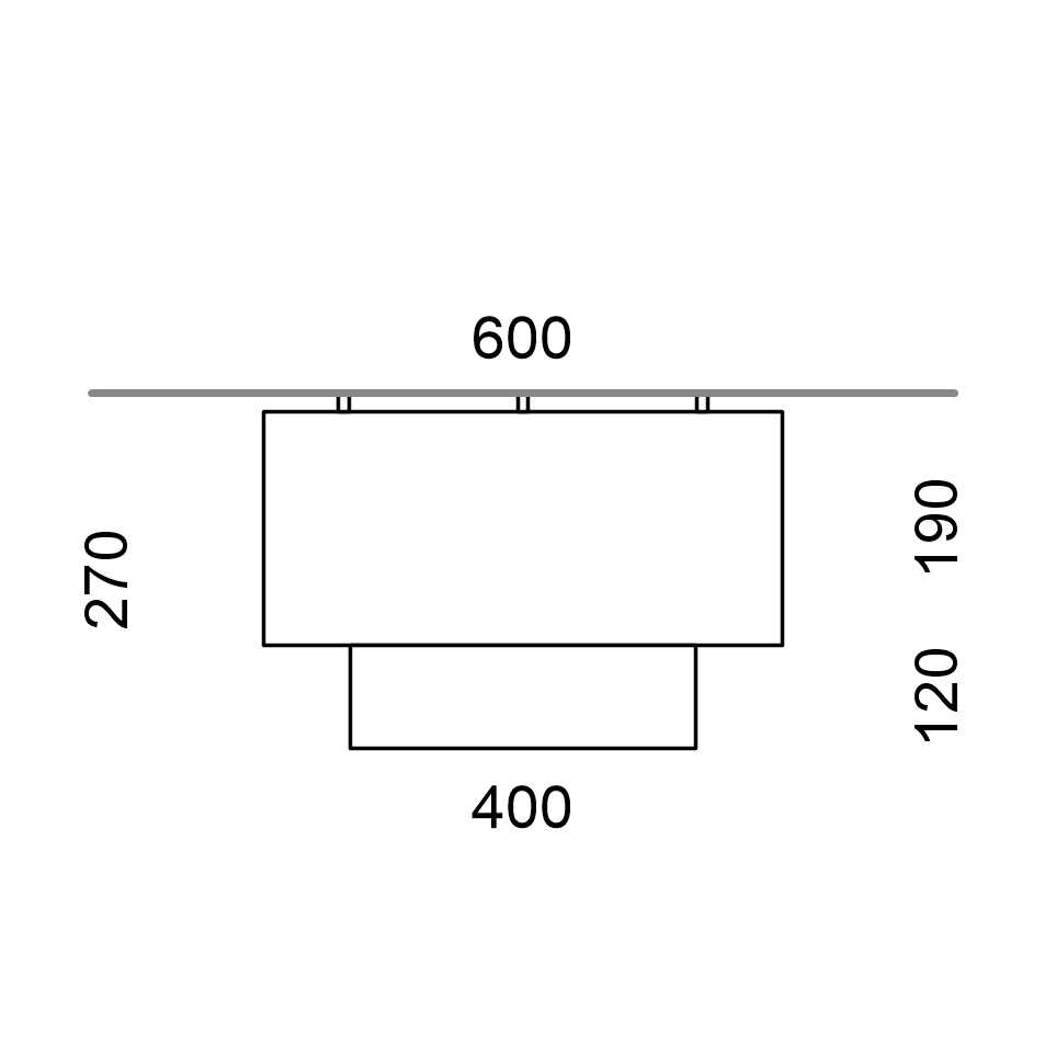 Massskize der Leuchte LUNA LED DIREKT 600x270