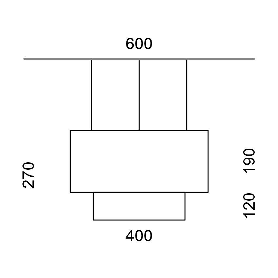 Massskize der Leuchte LUNA LED PENDEL 600x270