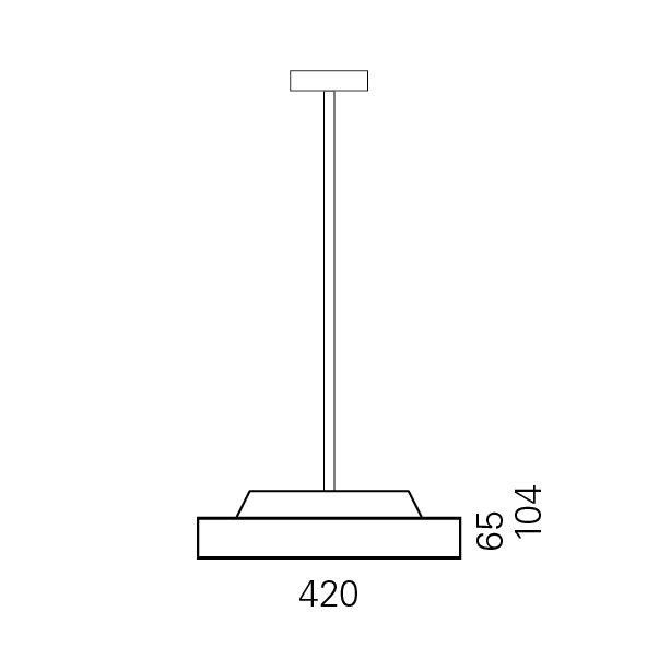 Massskize der Leuchte LEO LED PENDELROHR 420
