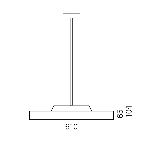 Massskize der Leuchte LEO LED PENDELROHR 610