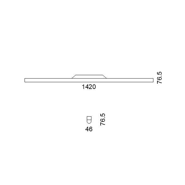 Massskize der Leuchte RAY LED WAND 1420