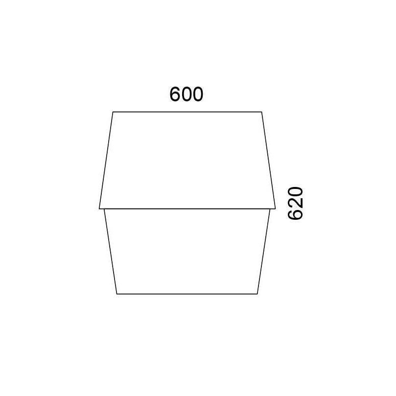 Massskize der Leuchte ZORA LED DIREKT 600x620