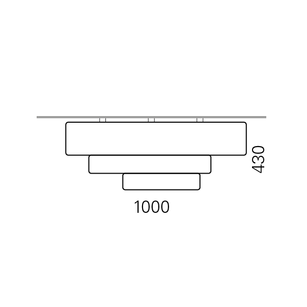 Massskize der Leuchte CARLA LED DIREKT 1000x430