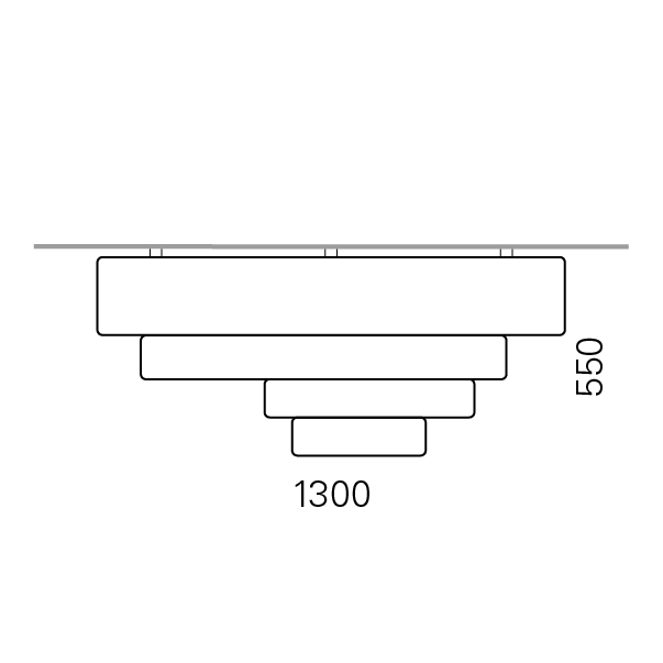 Massskize der Leuchte CARLA LED DIREKT 1300x550