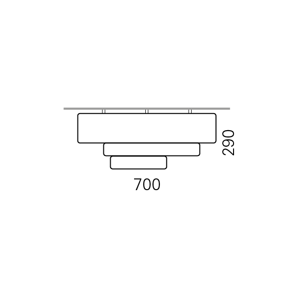 Massskize der Leuchte CARLA LED DIREKT 700x290