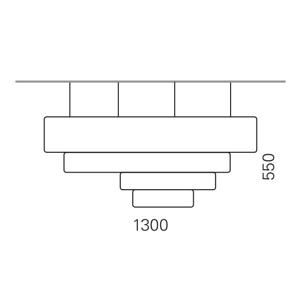 Massskize der Leuchte CARLA LED PENDEL 1300x550